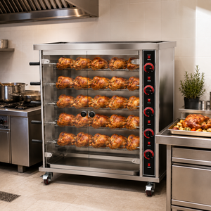 Four à rôtissoire à six broches en verre trempé, conception facile à nettoyer, pour poulet rôti, équipement professionnel pour les détaillants en franchise - Product Image 4