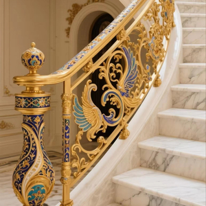 Tùy chỉnh cầu thang lan can thiết kế hiện đại dễ dàng để cài đặt nhôm lan can biệt thự trong nhà trang trí cầu thang lan can - Product Image 1