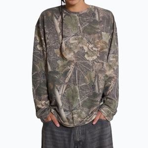 Custom Logo Woodland Camo Waffle <b>Long</b> Sleeves Top Oversized T-Shirt Fashion Cotton Streetwear Casual <b>Tshirt</b> for Men - Product Image 1