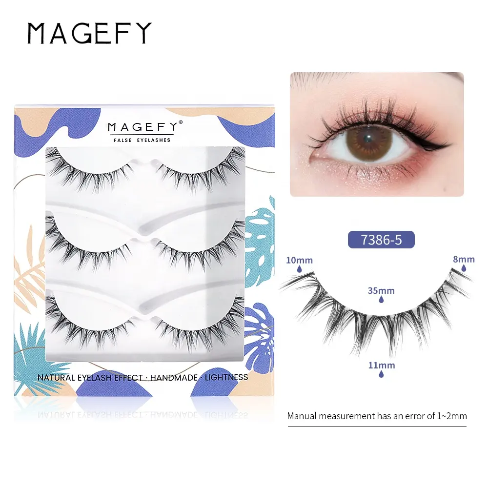 Magefy 11Mm Anime Eye Make-Up Lash Hoge Kwaliteit Cosmetische Heldere Band Wimper 3 Paar Onzichtbare Wimpers