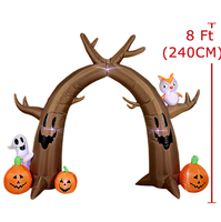 Arche Gonflable d'Halloween Thème Arbre Hanté avec Fantôme, Citrouille et Hibou Lumineux pour Décoration Extérieure de Jardin, Entrée ou Fête