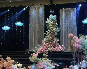 S572 Tissu à paillettes argentées en gros pour rideau de <span class=keywords><strong>fond</strong></span> de scène de mariage et banquets, idéal pour les décors de scène de mariage - Product Image 4