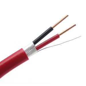 Güvenlik kırmızı siyah 2 çekirdek 1.5 Mm katı çıplak bakır AL folyo korumalı RVV RVVP kablo 0.5Mm 0.56Mm güvenlik yangın alarmı kablo