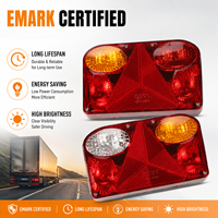 Luces Traseras Súper Brillantes de Freno, Direccional y Matrícula con Certificación E-Mark 12/24V, 50000 Horas de Duración, Kit de Luces Traseras para Camión, RV, Barco, Moto de Nieve, Remolque