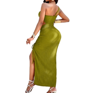 เดรสแฟชั่นของผู้หญิงแขนกุดมีเชือกรูดเปิดไหล่ - Product Image 6