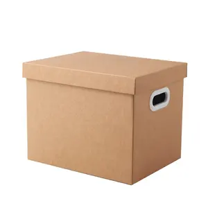 Fabricantes de cajas de cartón, caja de archivo de almacenamiento de Base de tapa personalizada con asa, caja de papel de tamaño carta legal, embalaje de vino