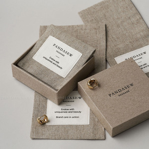 PandaSew Custom Logo Linen Cotton Jewelry Bag with Label for Ring Earring Necklace Hairpin <b>Gift</b> Packaging <b>Envelope</b> Jewelry Pouch - Product Image 2