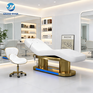 Modern Electric Salon Furniture Pu Leather Facial Beauty Spa Treatment Massage Table Electric <strong>Lash</strong> Bed Curved with Gold Base - Product Image 3