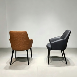 Modern Upholstered Dining Chair With Armrest Faux <b>Leather</b> Carbon Steel Leg Luxury Home Dining Room Chair - Product Image 3