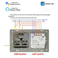 Interruptor Inteligente WiFi UBARO con Enchufe Estadounidense, Requiere Cable Neutro, Compatible con Tuya Smart Life, Alexa y Control por Voz de Google, Panel de Vidrio Templado