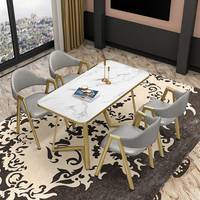 Table à manger rectangulaire de luxe simple de style nordique, combinaison de chaises modernes pour salon de thé au lait, pour petit appartement, usage domestique