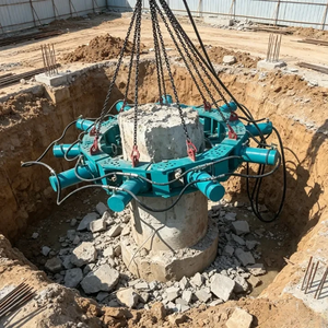 Casse-pieux hydraulique 360 °   Machine de découpe de têtes de pieux en béton pour excavatrice 18T, type pivotant, pour une coupe de niveau précise - Product Image 1