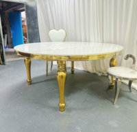 Mesa de Comedor Ovalada de Acero Inoxidable Dorado de Fábrica para Banquetes de Boda, Hotel, Personalizada