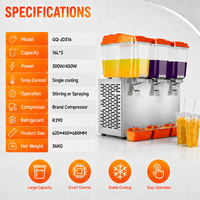 Distributeur de boissons en libre-service pour restaurant, machine à jus à 3 bocaux, distributeur de boissons froides transparent pour hôtel, buffet, restauration