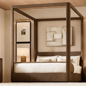 Set di Mobili per Camera da Letto <span class=keywords><strong>con</strong></span> Letto a <span class=keywords><strong>Baldacchino</strong></span> in Legno di Quercia, Arredamento Moderno e Lussuoso per Villa e Appartamento - Product Image 1