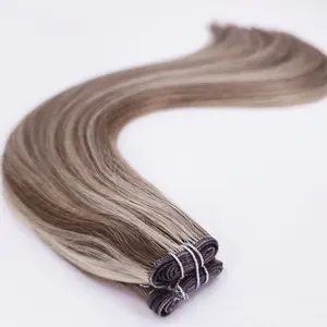 Natural Kinky Genius Weft Human Invisible Clip In Hair Extensions Virgin Synthetic Curly Russian Double