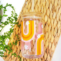 Verres à boire de 16 oz avec couvercles en bambou et pailles, qualité alimentaire, pour accessoires de bar à café, cadeau esthétique, bière, thé glacé