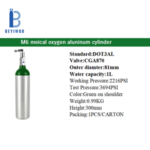<span class=keywords><strong>Bouteille</strong></span> <span class=keywords><strong>de</strong></span> gaz portable en alliage d'aluminium AA6061 <span class=keywords><strong>1L</strong></span> 166bar 250bar pour oxygène, argon, CO2 liquide et air - Product Image 5