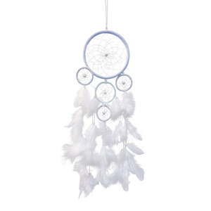 Acchiappasogni 15x20cm con Piume Bianche Decorativo da Appendere a Parete - Product Image 1