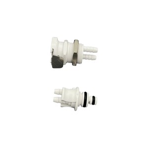Acetal In-Line Shut Off Macho Insertar Acoplamientos rápidos Desconexión rápida Breakaway Acoplamientos de doble puerto Conector de manguera Doble - Product Image 1