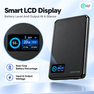 Power Bank Magnetico Wireless Qi-2 15W 5000mAh 10000mAh PD20W <span class=keywords><strong>Ricarica</strong></span> Rapida Ultra Sottile con Display TFT Caricatore Type-C OEM - Product Image 2