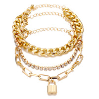 Pulseras de cadena en capas delicadas chapadas en oro de 14 quilates, brazalete bonito ajustable, conjunto de pulseras de eslabones