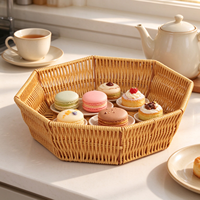 Panier de rangement octogonal en rotin plastique polyvalent pour les collations, le pain, les articles de salle de bain et l'organisation des petits objets