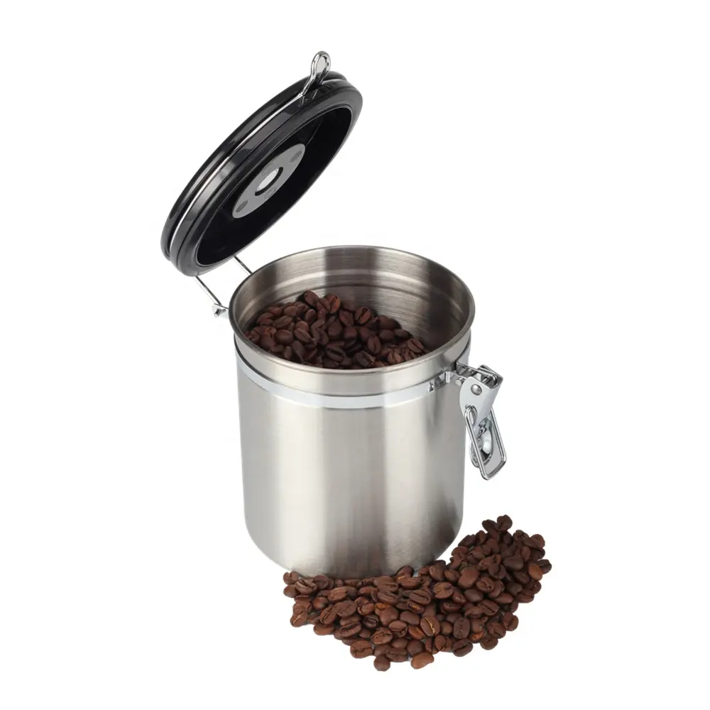 Stainless Steel Airtight Coffee Storage Canister with CO2 Valve