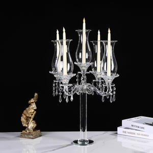 Честь кристалла <span class=keywords><strong>3</strong></span>/5/9 руки прозрачное украшение стола Хрустальное стекло канделябры Подсвечник со стеклянной трубкой для свадеб - Product Image 4