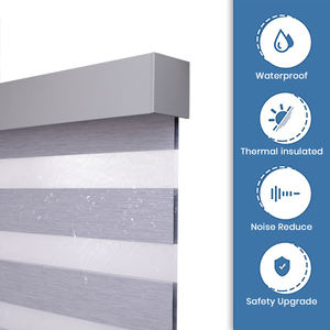 Stores occultants Fortune Zebra avec <span class=keywords><strong>rideaux</strong></span> semi-transparents intégrés, électriques, modernes, à motif vertical uni, en polyester - Product Image 3