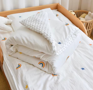 Juego de cama de 3 uds. De algodón de dibujos animados Vintage para bebés y niños, <span class=keywords><strong>cuna</strong></span>, funda nórdica, Sábana, funda de almohada sin relleno - Product Image 1