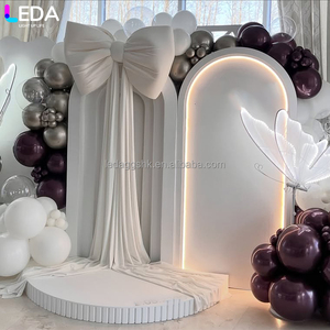 ชุดตกแต่งงานปาร์ตี้ LEDA สีขาว ชุดสองชิ้น โบว์แขวน LED ลูกโป่ง ฉากหลังอะคริลิคสำหรับงานแต่งงาน - Product Image 4