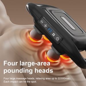 Masajeador de Percusión para Espalda y Muslos, 4 Cabezales, 6 Velocidades, 20 Niveles, Pistola de Masaje Fascial - Product Image 4