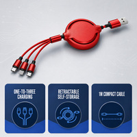 Câble de charge rapide rétractable Type-C vers Micro USB pour appareils iOS avec blindage tressé et gaine TPE 1m, rangement compact