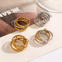 Bague multicouche tendance hip-hop pour femme en acier inoxydable inaltérable, anneaux empilables simples pour le quotidien et les fêtes