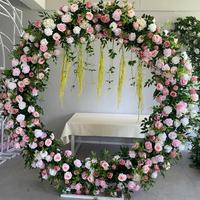 Arche de fleurs artificielles personnalisable pour mariage, arrangement floral circulaire, toile de fond en soie pour décoration de mariage