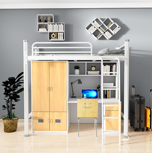 Customized Single Loft Bed College Students Employees Bunk Bed School Dormitory Apartment Bed with Computer <strong>Desk</strong> - Product Image 6