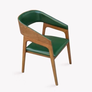 Silla de comedor de madera maciza de <span class=keywords><strong>roble</strong></span>/Fresno, moderna, de cuero <span class=keywords><strong>blanco</strong></span> para restaurante, novedad - Product Image 6