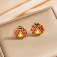 Ensemble de bracelets coquillage, coccinelle et fleur en acier inoxydable plaqué or 18 carats, accessoires de bijoux d'été pour femmes et filles, coffret cadeau