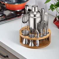 Ensemble de shaker à cocktails moderne personnalisé en acier inoxydable de 16 pièces, 750 ml, shaker de bar, doseur, cuillère, kit de barman, fouet en bambou