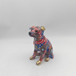 Statues décoratives créatives en résine pour la maison, procédé d'impression par transfert d'eau, Bouledogue français, Cerf, Chien, Teckel - Product Image 1