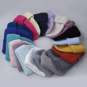 Bonnet d'hiver pour <span class=keywords><strong>femme</strong></span> en <span class=keywords><strong>fourrure</strong></span> de lapin douce, tricoté, chaud, style bonnet à revers, couleur unie, pour temps froid, décontracté et quotidien - Product Image 4
