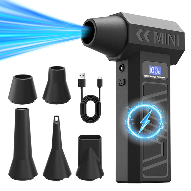 4000MAh Professional Portable Cordless Air Duster 110000RPM Fan 4 Gears Brushless Motor 41m/s Wind Speed 150g Wind Pressure Car