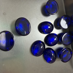 Créé en laboratoire # 34 pierres précieuses synthétiques en corindon bleu royal, taille cabochon ovale, en vrac - Product Image 4