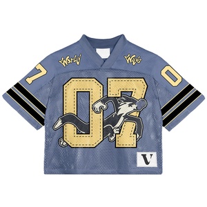 Personalizado hombre recortado <span class=keywords><strong>de</strong></span> gran tamaño Vintage Streetwear deportes Retro <span class=keywords><strong>americano</strong></span> Boxy malla camiseta fútbol Jersey para hombres - Product Image 3