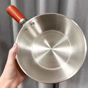 Stainless Steel <b>Soup</b> <b>Pot</b> With Wooden Handle Minimalist Design Rust Proof Hand Wash Only No Cover General Use - Product Image 5