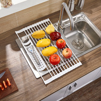Étagère de cuisine en fer, égouttoir à vaisselle enroulable, organisateur de rangement pour assiettes sous l'évier de cuisine