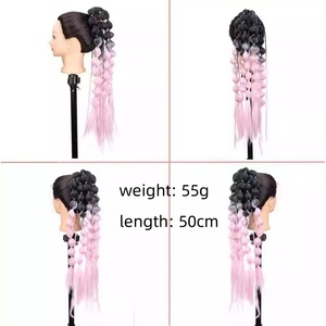 20-Zoll-weiche Ombre-Farbe Synthetisches Haar Geflochtene Pferdes chwanz verlängerung Jumbo Bubble Twist Pferdes chwänze Hair Bulk - Product Image 2