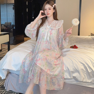 <span class=keywords><strong>Camicia</strong></span> <span class=keywords><strong>da</strong></span> <span class=keywords><strong>Notte</strong></span> Principessa Retrò Francese all'Ingrosso, Vestito Lungo <span class=keywords><strong>da</strong></span> <span class=keywords><strong>Notte</strong></span> con Pizzo e Volant, Dolce Abito <span class=keywords><strong>da</strong></span> Casa con <span class=keywords><strong>Maniche</strong></span> a Sbuffo - Product Image 4