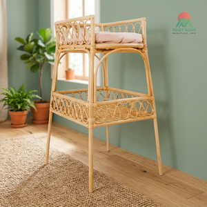 Cuna de ratán Nhat Minh con diseño tropical y acabado natural para bebés y niños de 0 a 3 años - Product Image 4